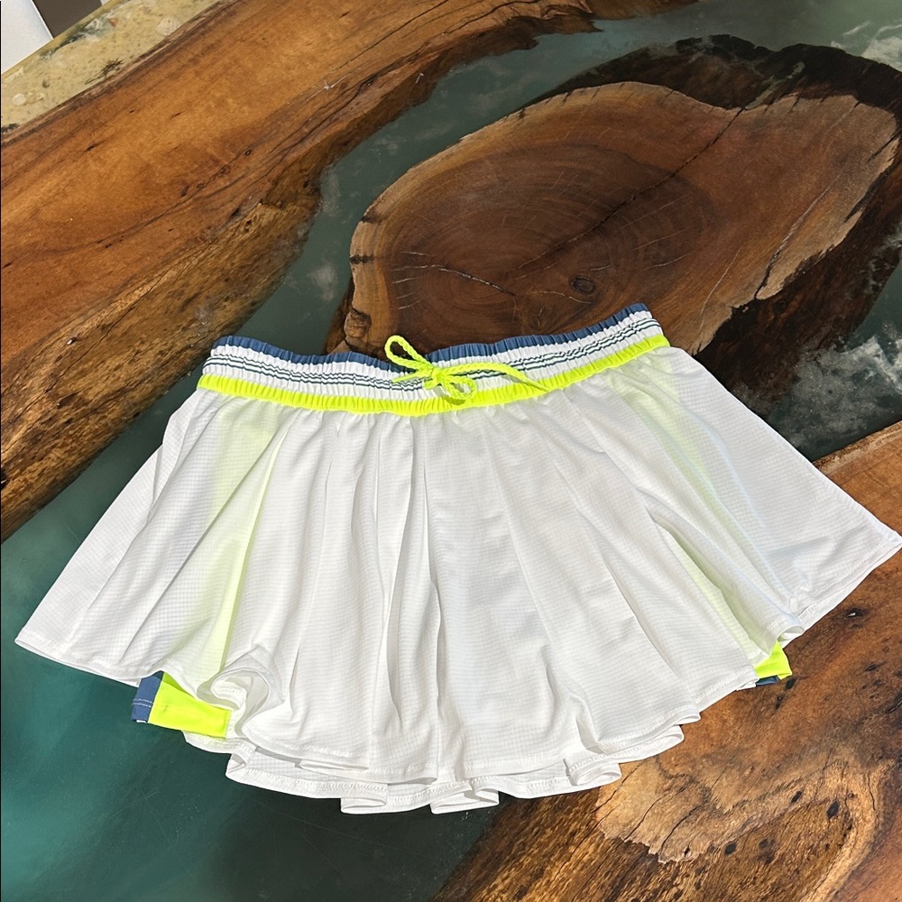 Lucky in Love White Skort with Neon Yellow Accents